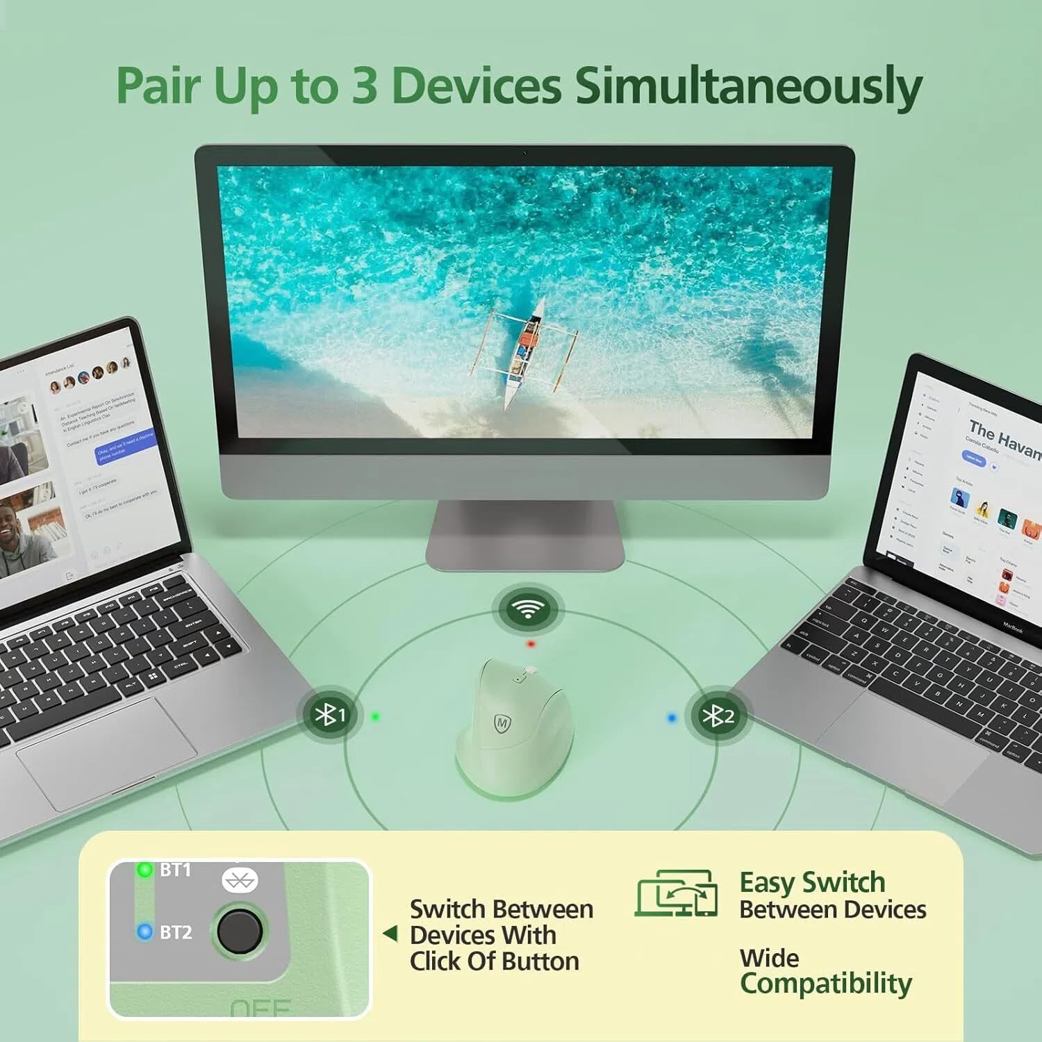 MICROPACK Digitally Yours Ratón ergonómico recargable, verde