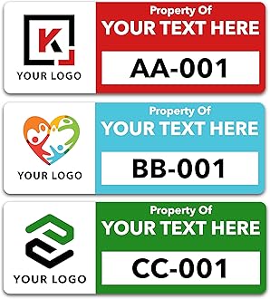 Custom Asset Tags (Upload Your Logo) - Asset Labels with Sequential Numbers - 2” x 0.7” (50-5000 Labels)