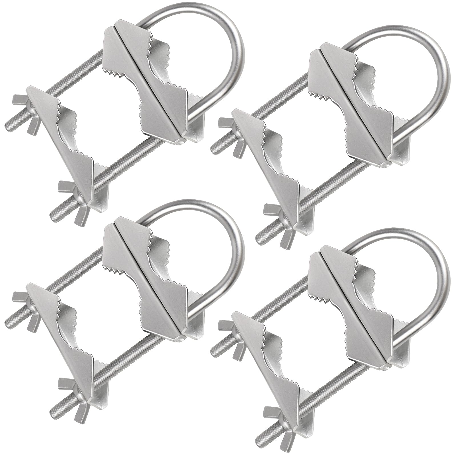 Lot de 4 colliers de serrage pour mât d'antenne avec boulons en U pour poteaux OD de 2,5 à 5,1 cm, kit de support de mât d'antenne robuste pour antennes radio jambon, antennes TV, caméras de sécurité