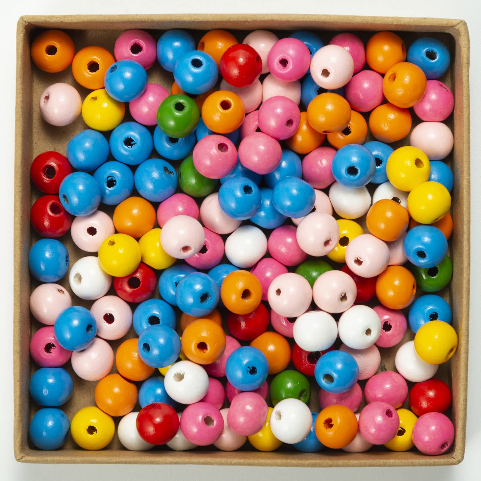 100 Bunte Holzperlen, 12mm Durchmesser – Zum Basteln, Auffädeln, DIY-Schmuck