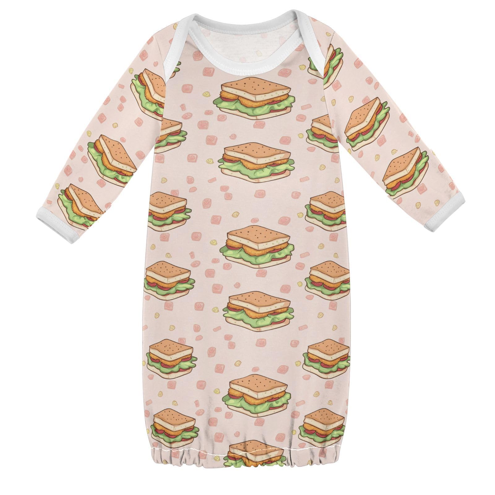 vvfelixl Baby Sleeper Gown for Newborn Boy Girls Cartoon Delicious Sandwich Infant Nightgown for 0-3 Months Multicolor