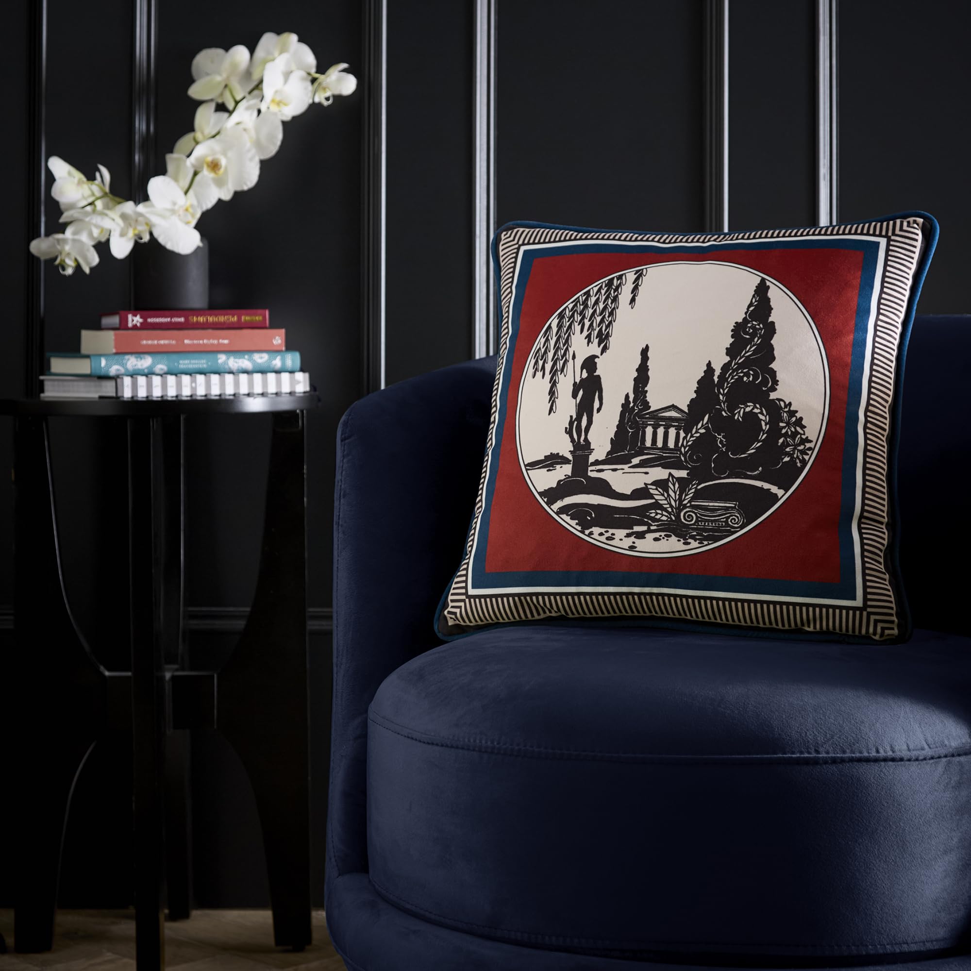 Laurence Llewelyn-Bowen Red 'Arcadia' Velvet Filled Cushion In | Size: 43Cm X 43Cm