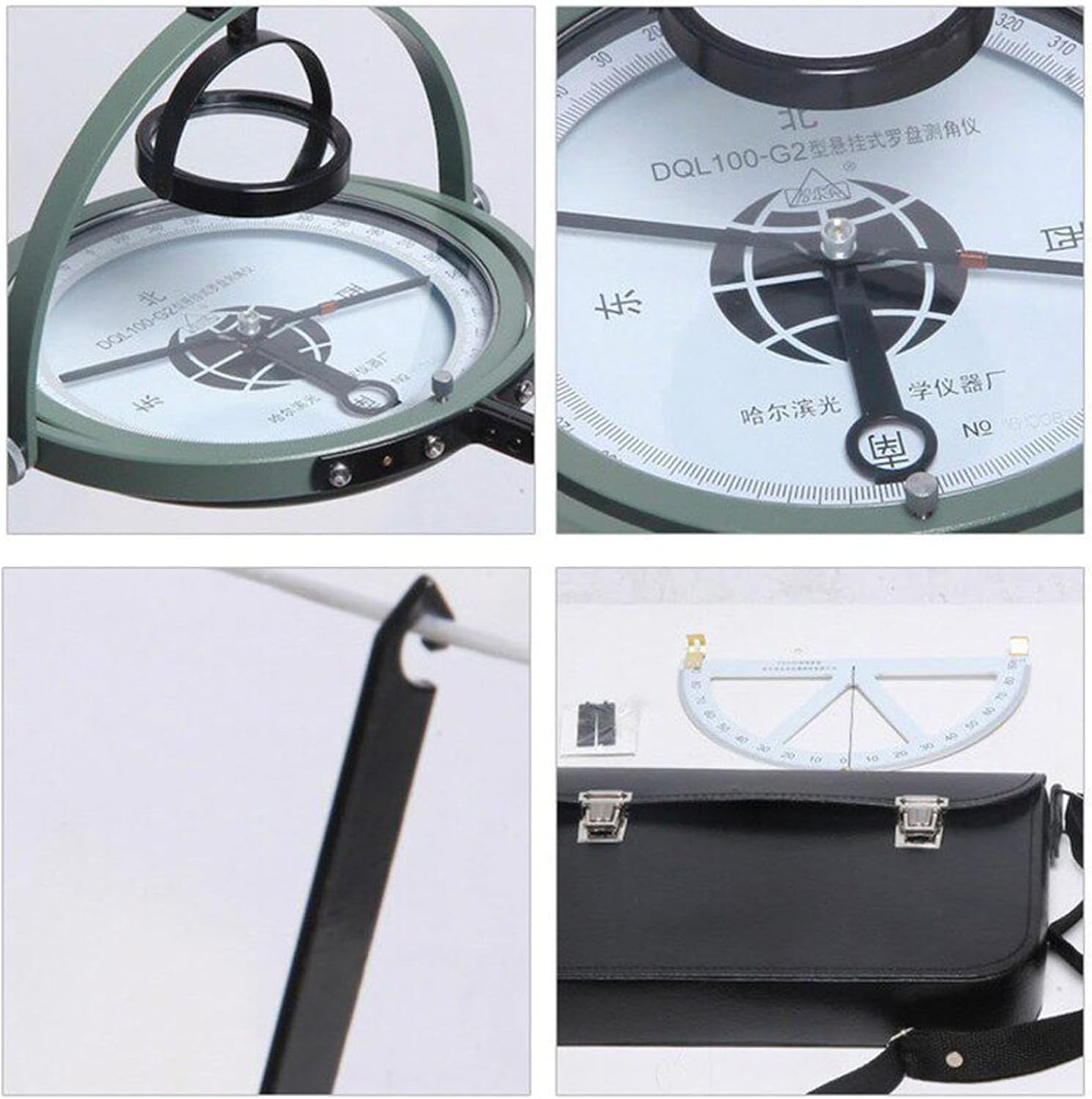 Kit de brújula de minería con medidor de pendiente y funda protectora, nivela automáticamente con puntero de amortiguación, escala transparente para una medición precisa de la dirección en topografía