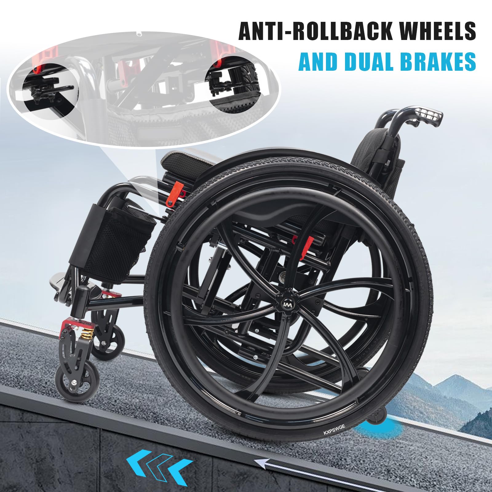 Silla De Ruedas Deportiva Ligera Plegable Todo Terreno,silla De Ruedas De Aleación De Aluminio,sillas De Ruedas Manuales Autopropulsadas,Ruedas de extracción rápida pulsando un botón(Seat width 44cm/1