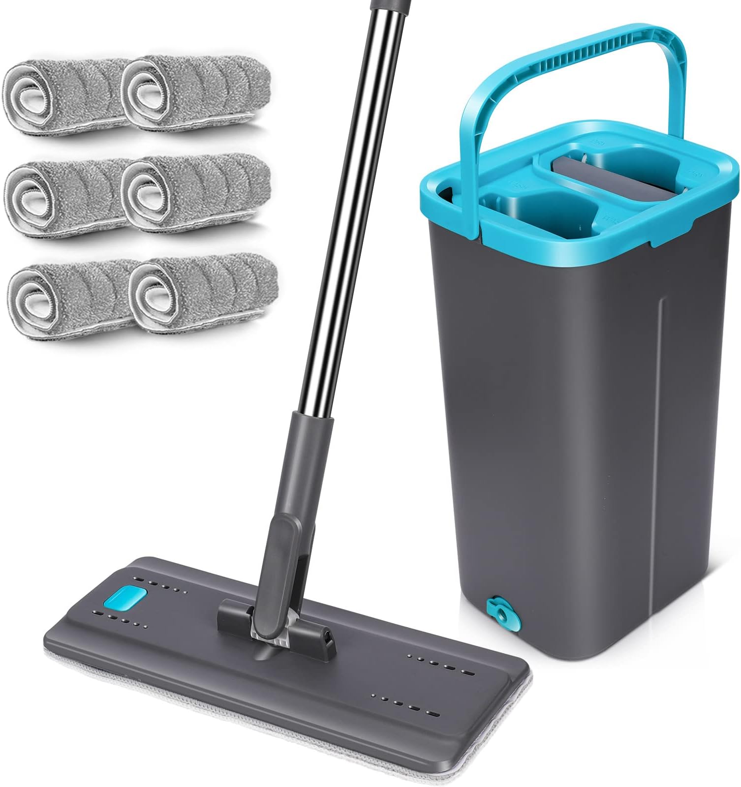 OZD Flat Mop and Buckets Sets, Microfibre Floor Mops with Stainless