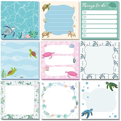 9 Pads Cute Sticky Notes Cartoon Self Stick Notepads 3x3