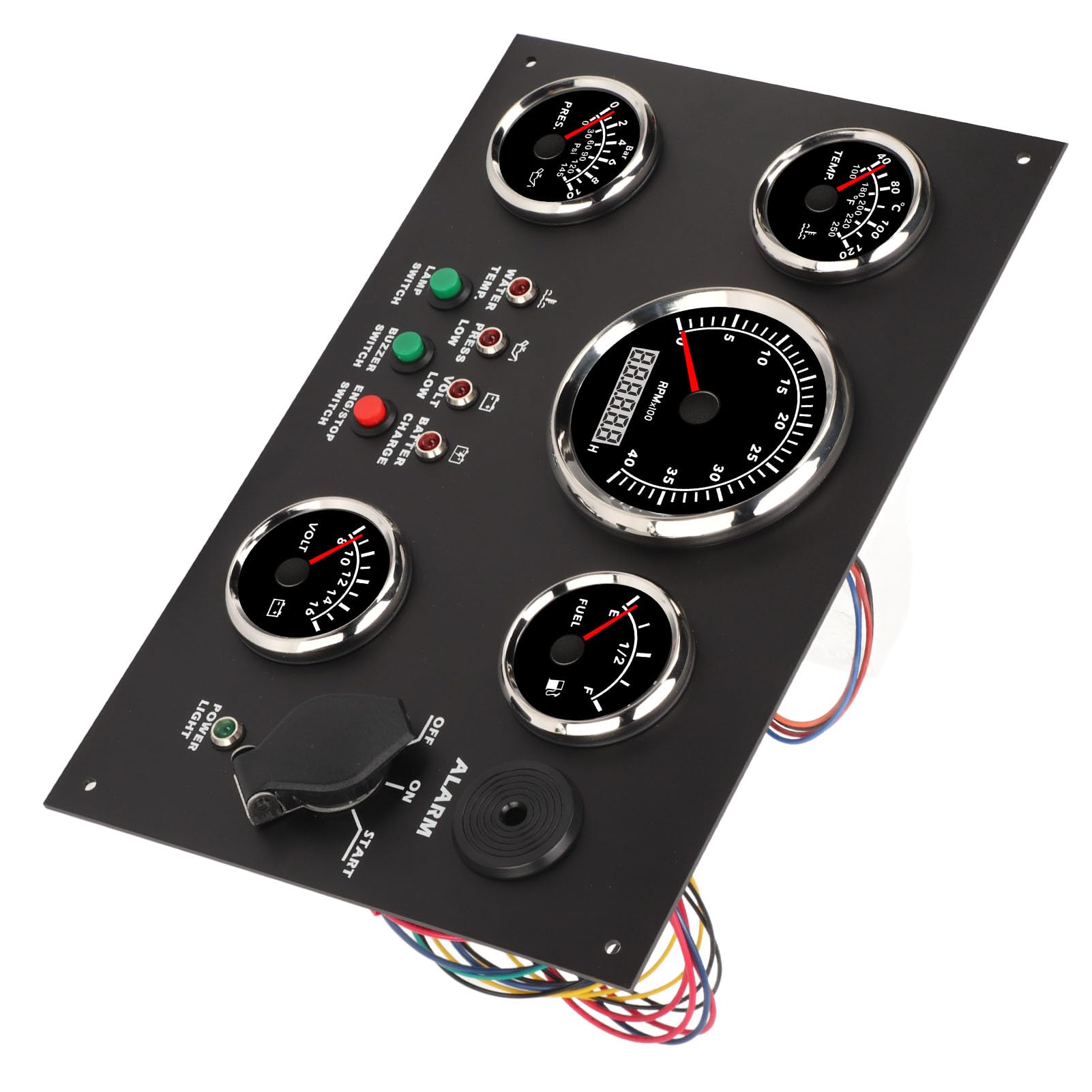 Akozon Panel de Instrumentos para Barcos Juego de Calibre 5 Multifuncional Alta Precisión para Aleación de Aluminio Marino
