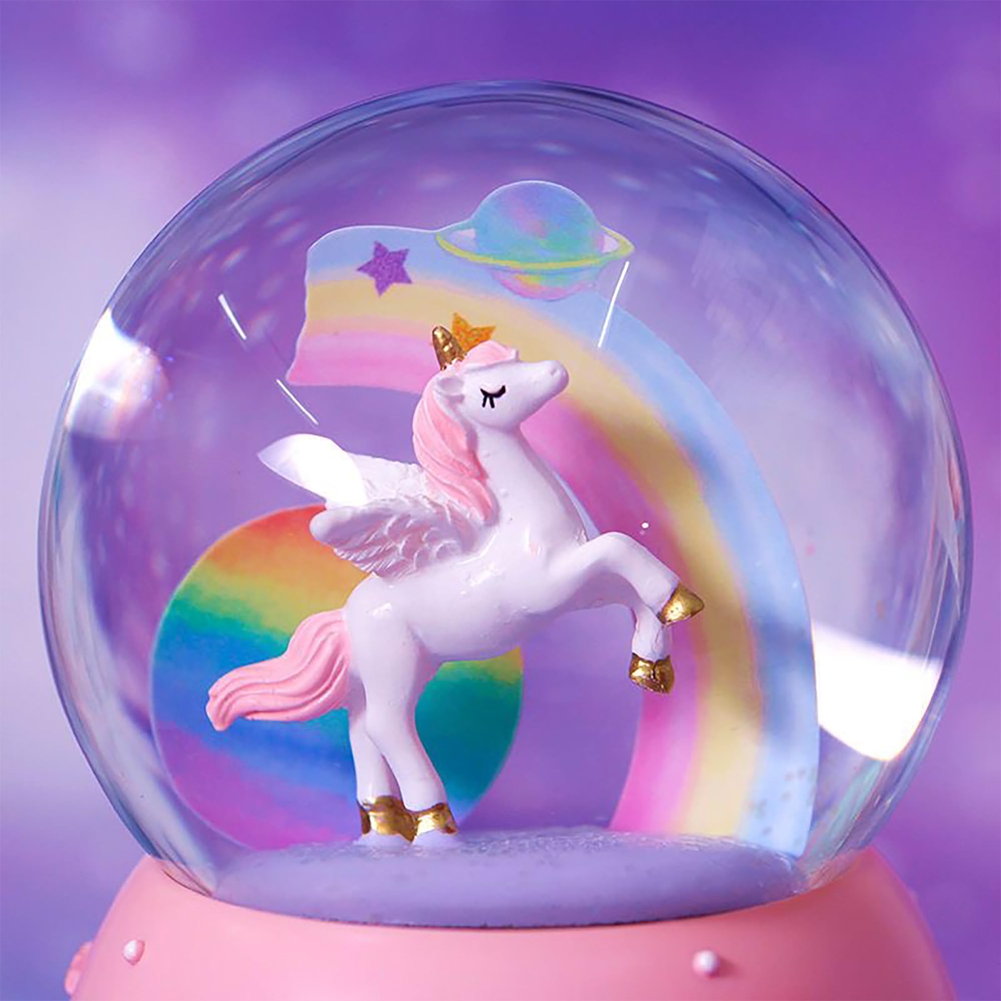 Boule à neige licorne arc-en-ciel pour enfant, fille, garçon, musique, cadeau de Noël ou d'anniversaire