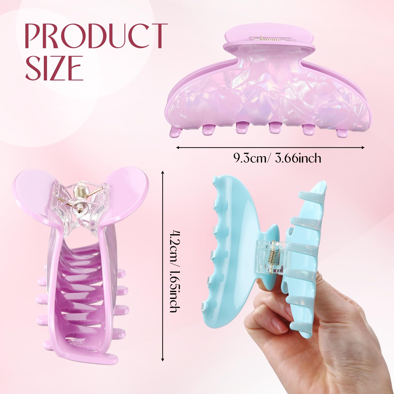 16 fermagli per capelli grandi in acrilico, per donne, regalo di Natale e compleanno, alla moda, in stile francese, carini, accessori per capelli, antiscivolo, per spessi e sottili (9 cm