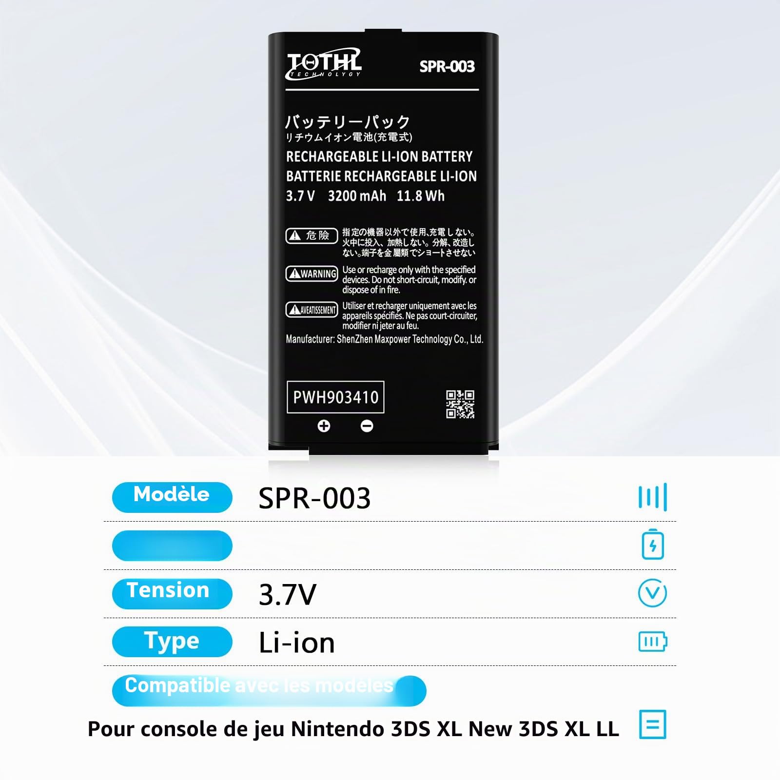 SPR-003 Batterie Li-ion 2024 de rechange ultra haute capacité pour Nintendo 3DS XL New 3DS XL LL console de jeu Switch avec kit d'outils de réparation