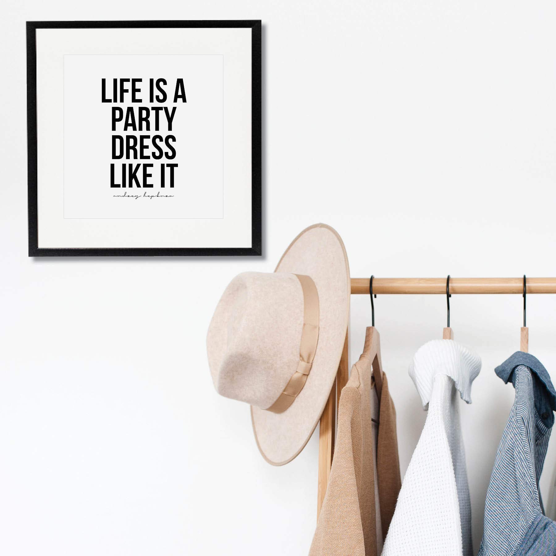 Amazon.com: Life Is A Party Dress Like It. -Audrey Hepburn Quote Print,  Unframed : Home & Kitchen