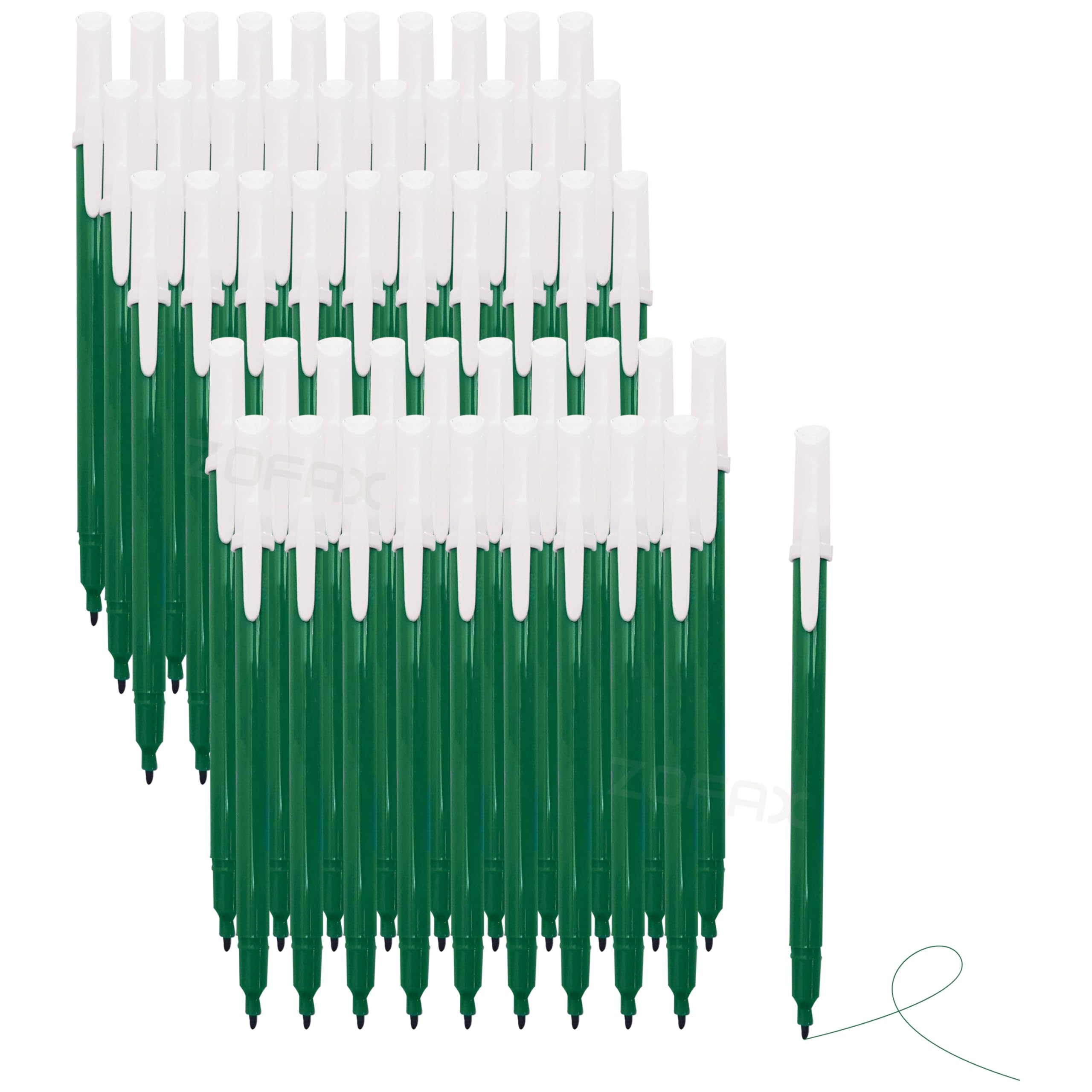 Feltra Felt Tips Colouring Pens, GREEN, Pack of 50, Draw Sketch Mark Write Felt Pens, Arts Crafts Activities School Office Home Use, iZOFAX
