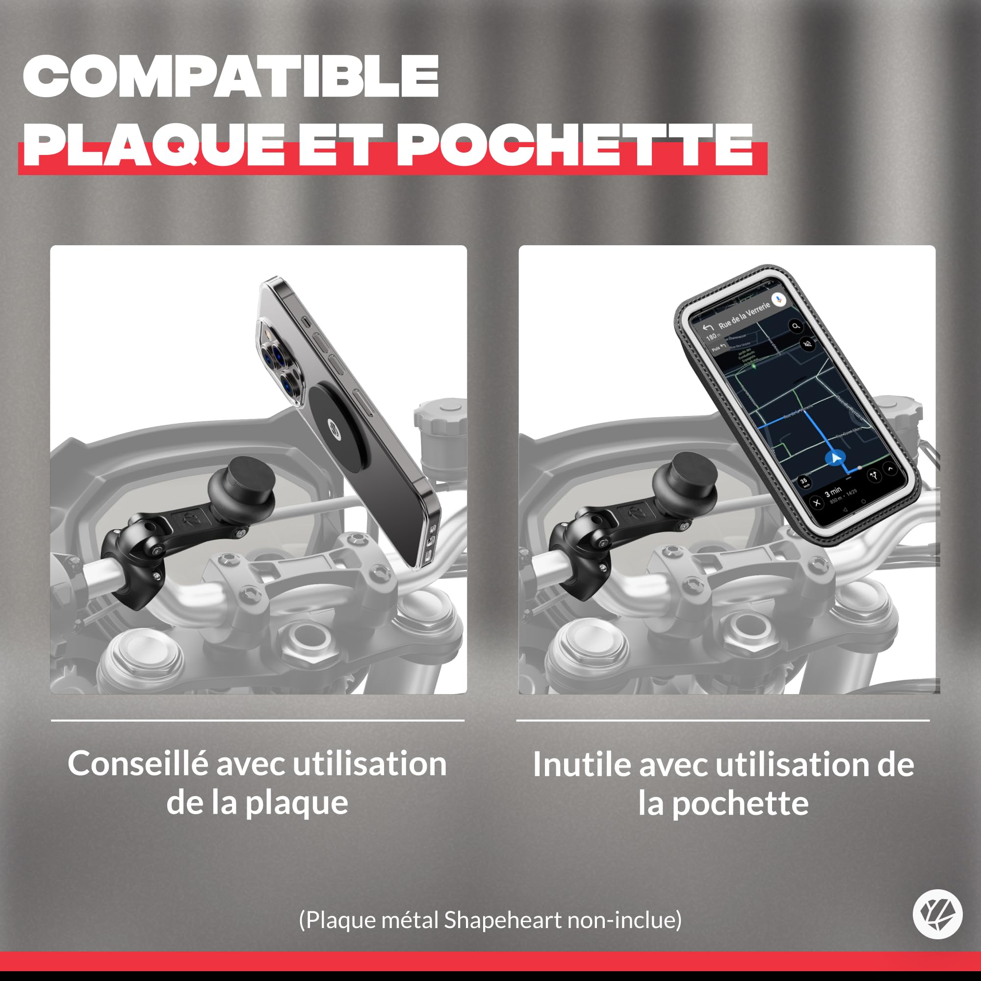 Shapeheart Anti-Vibration pour Supports Vélo, Moto Pro et Demi-Guidon | Absorbe les vibrations moteur à 90% | Pour Gamme Pro uniquement | Protège la caméra de votre téléphone | Installation rapide