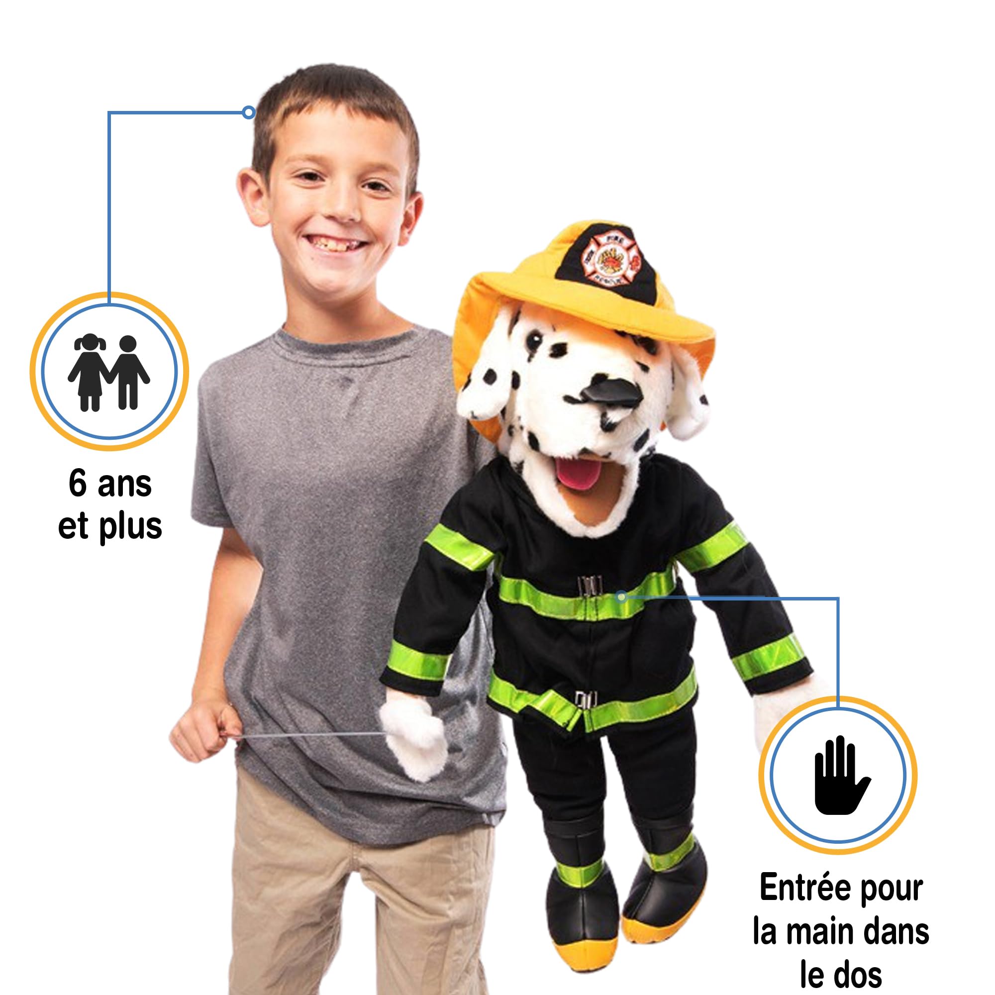 Silly Puppets Marionnette de pompier dalmatien 63,5 cm