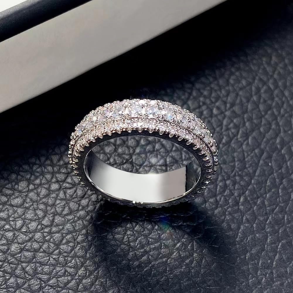 Size 5 Silver Eternity Finger Rings for Women Trendy, Dainty Fashion Rings Non Tarnish, Minimalist Statement Ring, Wedding, Celebrations, Anniversaries Jewelry Gifts for Women. - Image 2