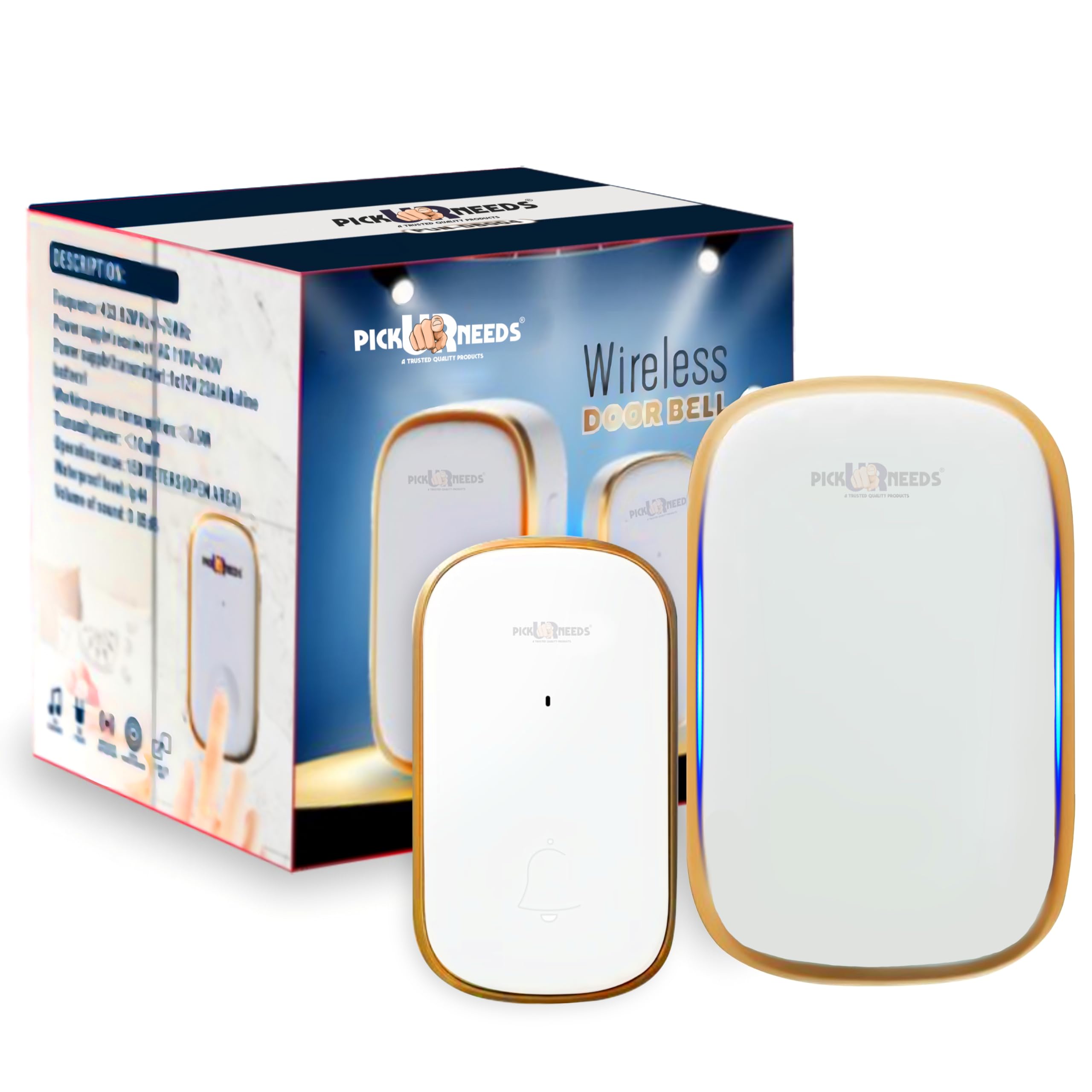 Pick Ur Needs Wireless Door Bell Kits Chime for Home,Office With LED Light 150 Meter Range 38 Ringtones 5 Levels Volume (B0CM6Q6J4T) Amazon Price History, Amazon Price Tracker
