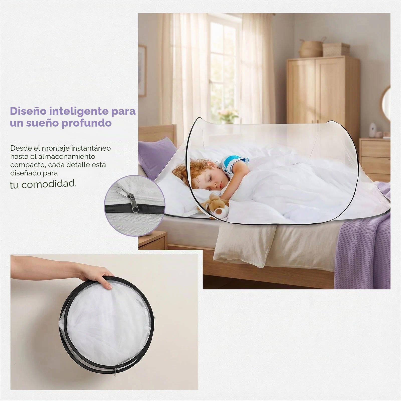 Mosquitera de viaje, mosquitera de cama de viaje 200 x 80 x 56 cm mosquitera plegable para cama individual con cremallera en la base, plegable sin necesidad de montaje ideal para residencias d