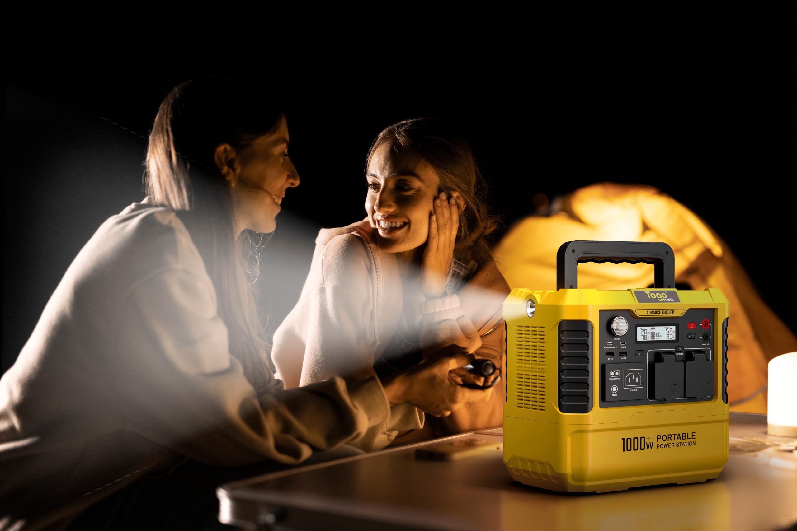 Togo POWER estación de energía portátil 1000W 1037Wh, generador solar con batería LiFePO4, pantalla LCD, 4 modos de carga y 8 salidas para camping y cortes eléctricos