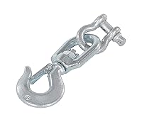 Vista 2 de Vestil HOOK-S-4 Gancho giratorio de acero con grillete de 4,000 libras. Capacidad Plata