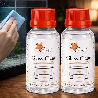 FinyPetz Aquarium Glass Cleaner 60ml | Pack of 2 | Fish Tank Cleaner for Aquarium Glass | Removes Hard Water Stains, Algae...