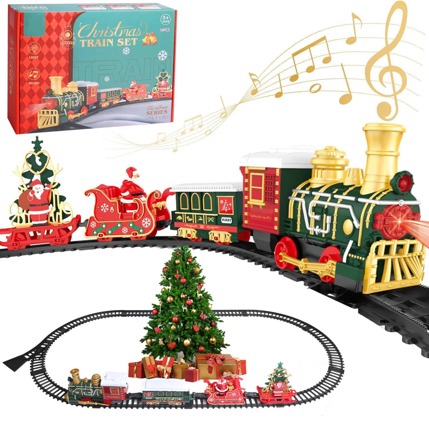 Train De Noël électrique Avec Circuit - 9 Pièces - Jouet Festif Pour Enfants - Déco Sapin Rétro - 11