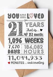 Katie Doodle 21st Birthday Card - Super Cute 21st Birthday Gifts for Women, Happy 21st Birthday Decorations for Her, 21st Birthday for Him or Her, Table Decor - Includes 21 Years Loved Card & Envelope
