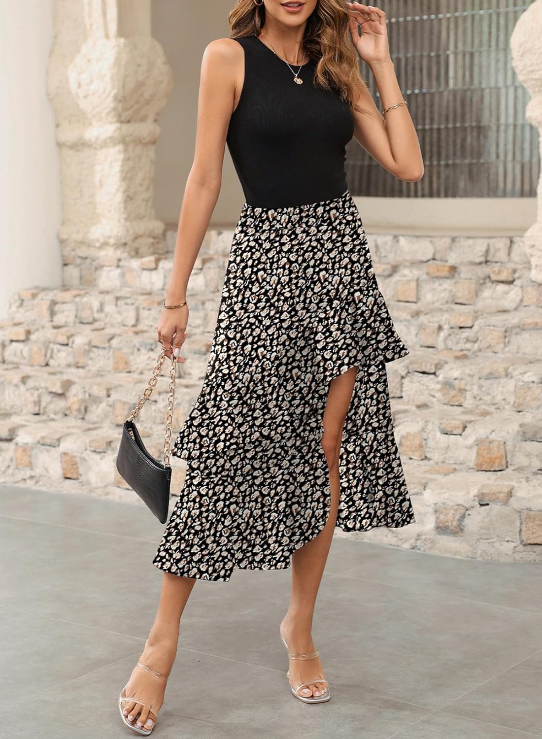 Dokotoo Women's 2026 Sleeveless Spring Summer Dresses Casual Boho Crewneck Floral Boho Cocktail Party Dresses - Image 3