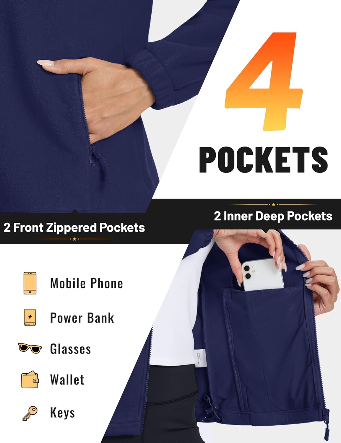 TACVASEN Women's Soft Fleece Jacket Lightweight Full Zip Sweatshirts Coat Casual Winter Warm Sweaters with Pockets - Image 4