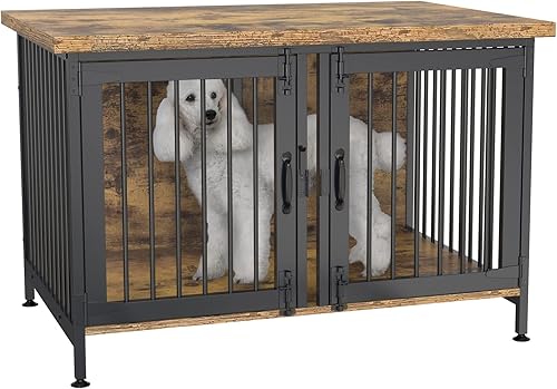 Miniatura 5 de GDLF Jaula doble para perros con divisor para 2 perros pequeños o 1 perro, jaula de interior estilo mueble con panel extraíble (Int.dims 36.2