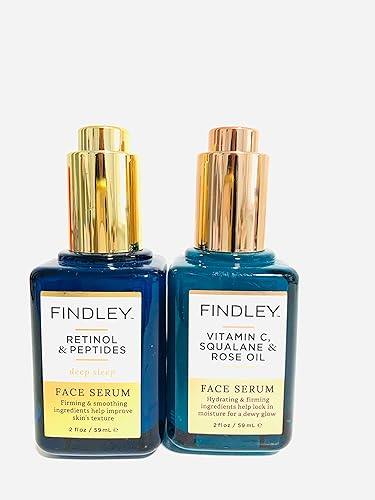 Paquete de suero facial nocturno de retinol y péptidos de Findley y suero facial de escualano y aceite de rosa, 2 artículos. Sin caja.