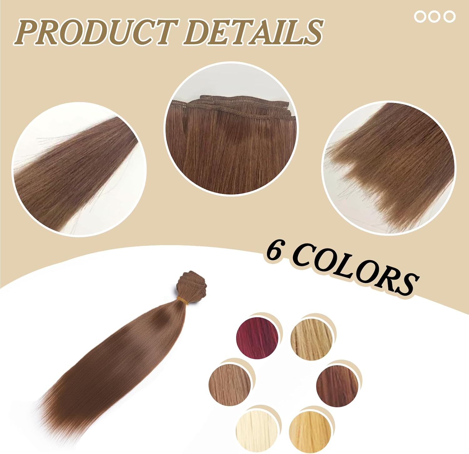 Muimurex 6 Pcs BJD Doll Wigs 15cm, High Temperature Silk Fiber, 6 Colors