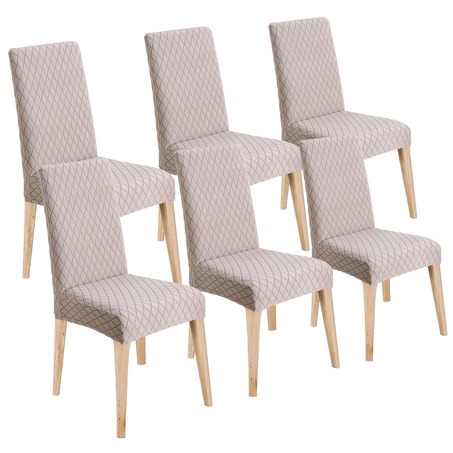 LANSHENG Stuhlhussen 6er Set, Universal Esszimmerstühle Stuhlbezug, Abnehmbar Waschbar Stuhlhussen für Esszimmerstühl, Küche, Restaurants, Hotels (Taupe, 6er Set)