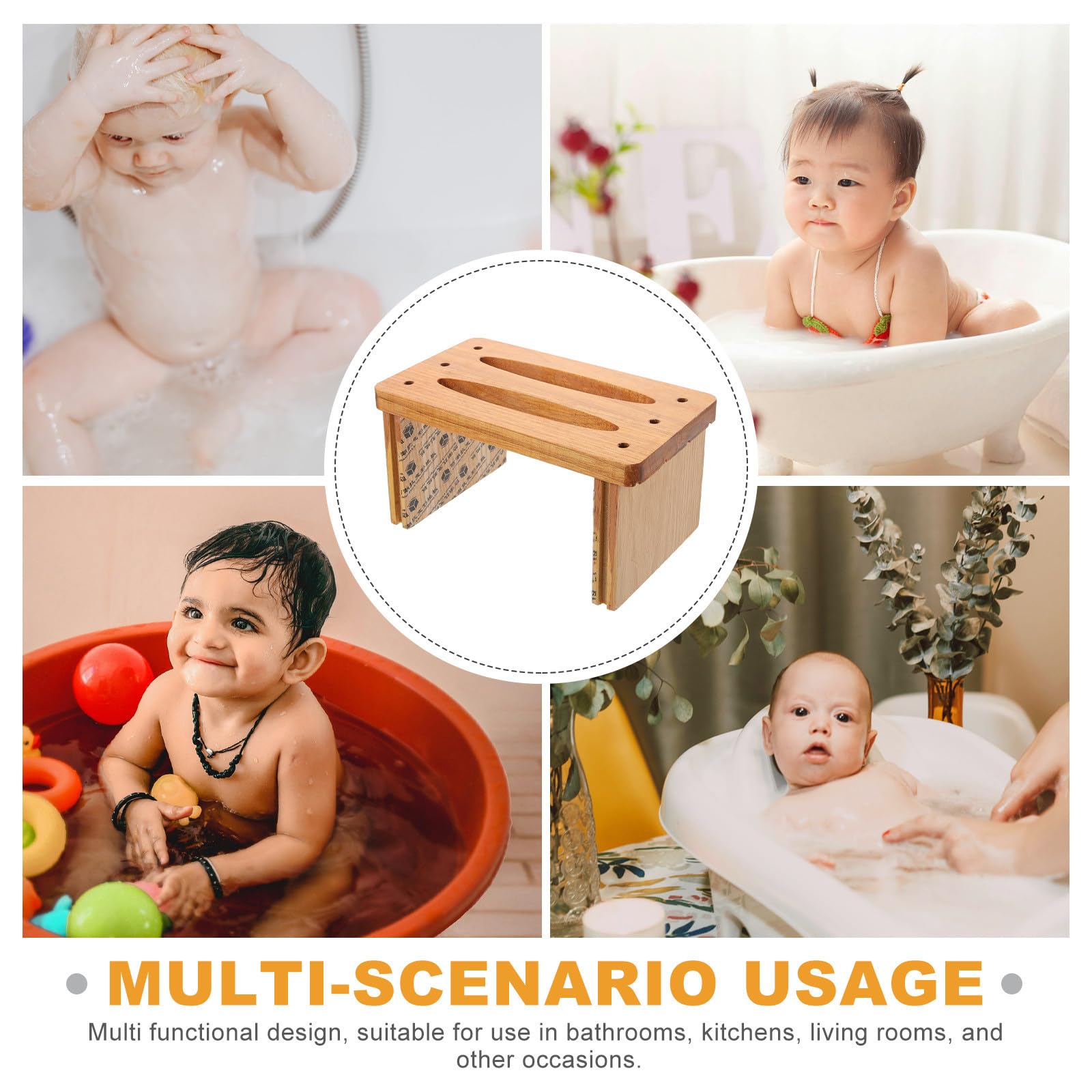 Taburete de Baño Infantil de Madera, Pequeño y Compacto para Uso Práctico
