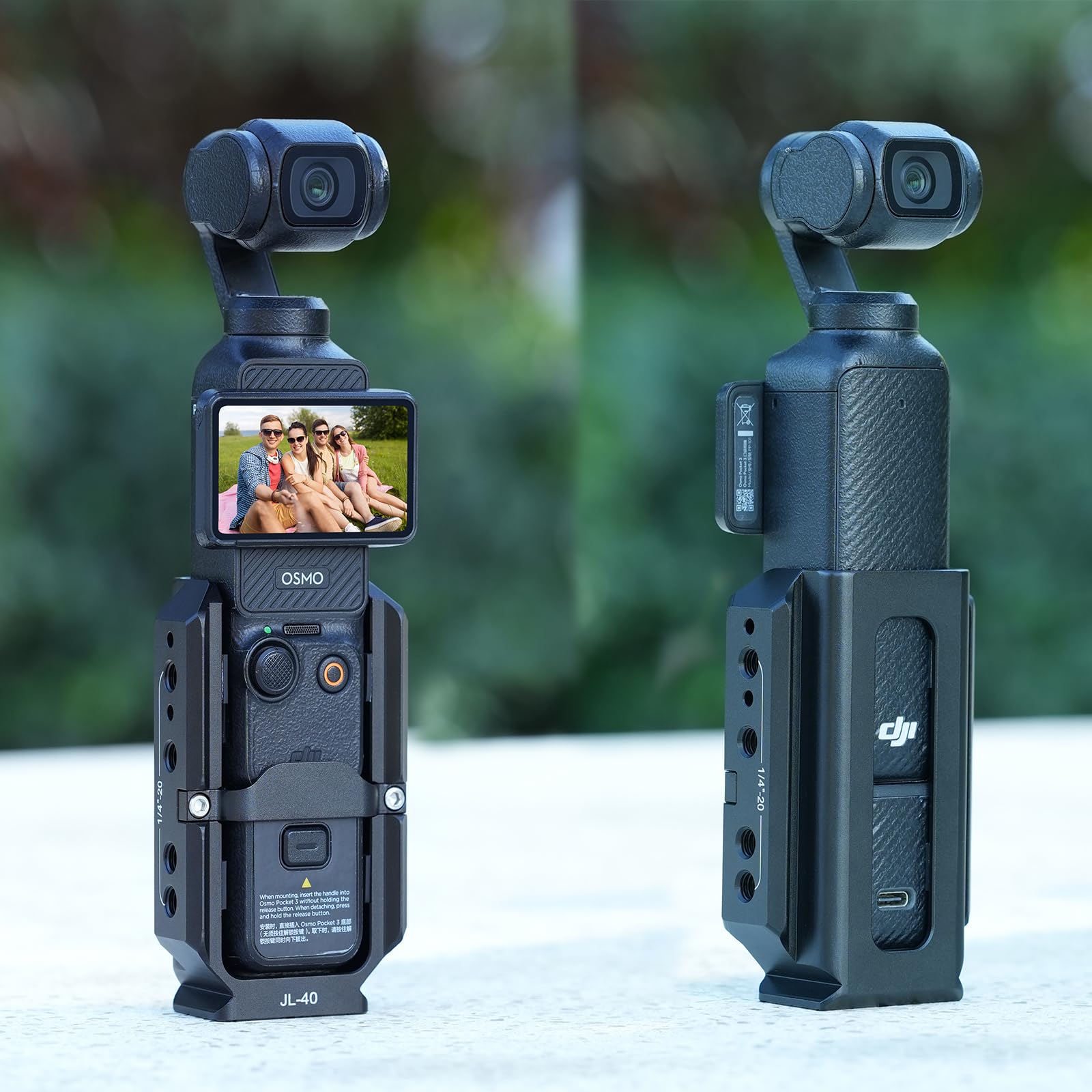 FOTGA Akcesoria do klatki na kamerę, rozszerzenie do DJI Osmo Pocket 3 vlogging adapter rozszerzający kamerę, klatka ochronna z boczną szyną NATO / punkty mocowania 1/4-20 otworów / podstawa Arca