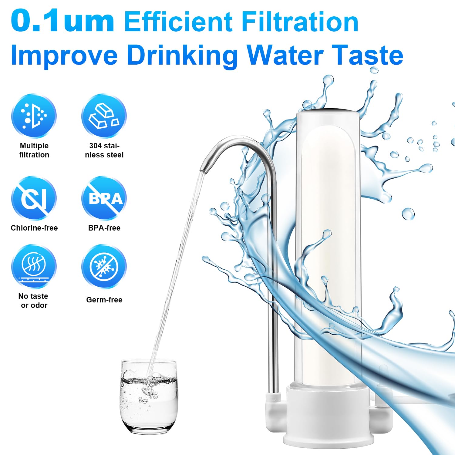 Filtros de agua de cerámica de repuesto de 10 pulgadas para cocina, filtro de encimera de 4 etapas, cartucho de vela lavable de 10 pulgadas y filtración de cerámica de cúpula de casa, paquete