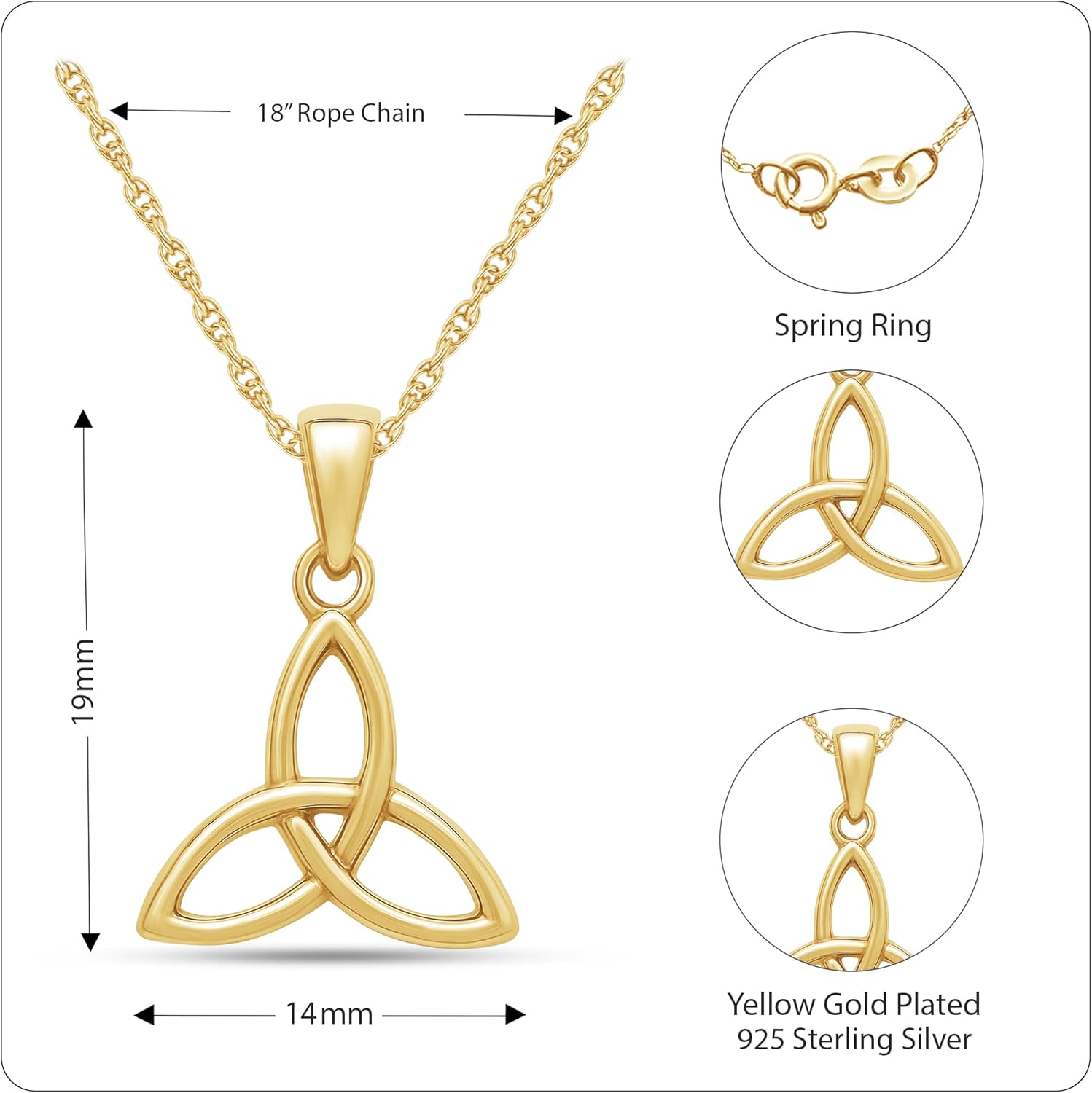 AFFY Celtic Trinity Knot Pendant Necklace In 14K Gold Over Sterling Silver - Image 2