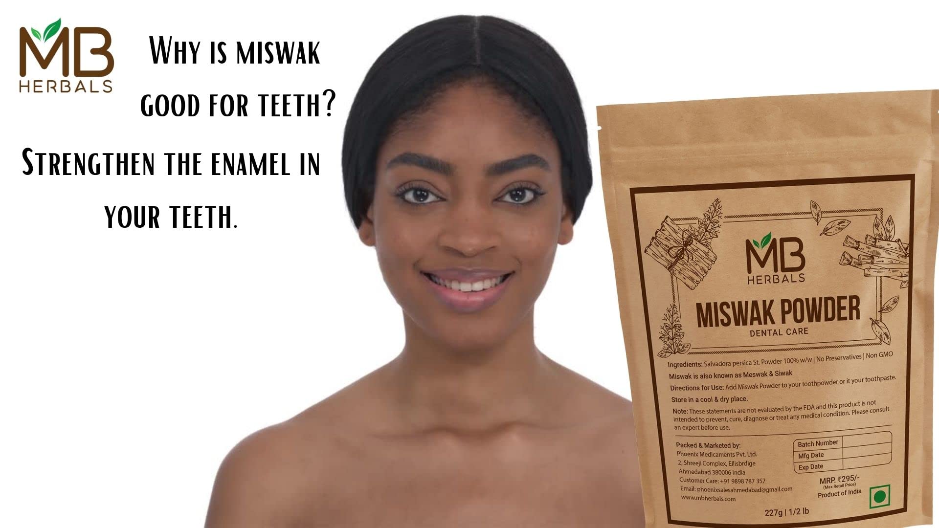 MB Herbals Miswak Powder 8oz - 100% Pure Natural Tooth Powder From Salvadora Persica