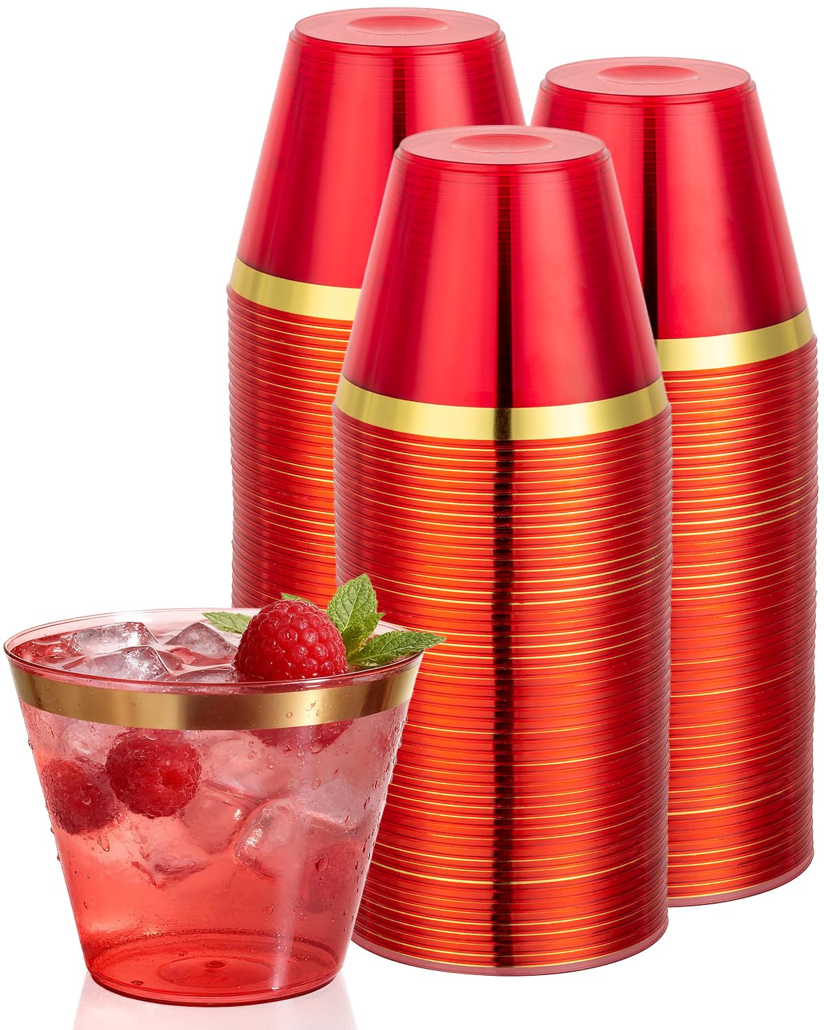 Goodluck 100PCS 9oz Gold Plastic Cups for Party, Disposable Gold Rim Cups — Amazon image 17