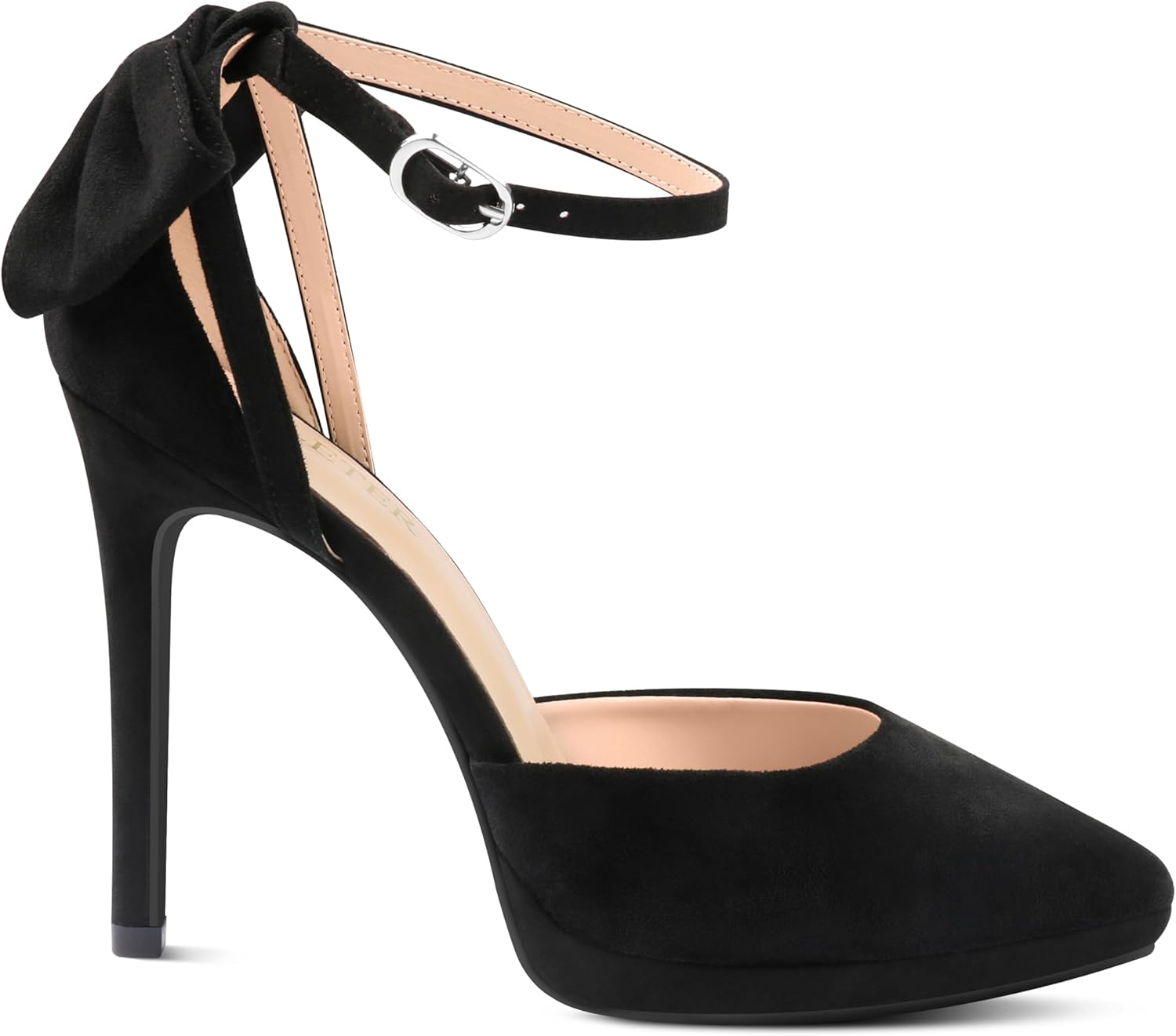 COLETER Women's Bowknot High Heels Platform D'Orsay Pumps Pointed Toe Stiletto Heels Ankle Strap Wedding Shoes - Image 5