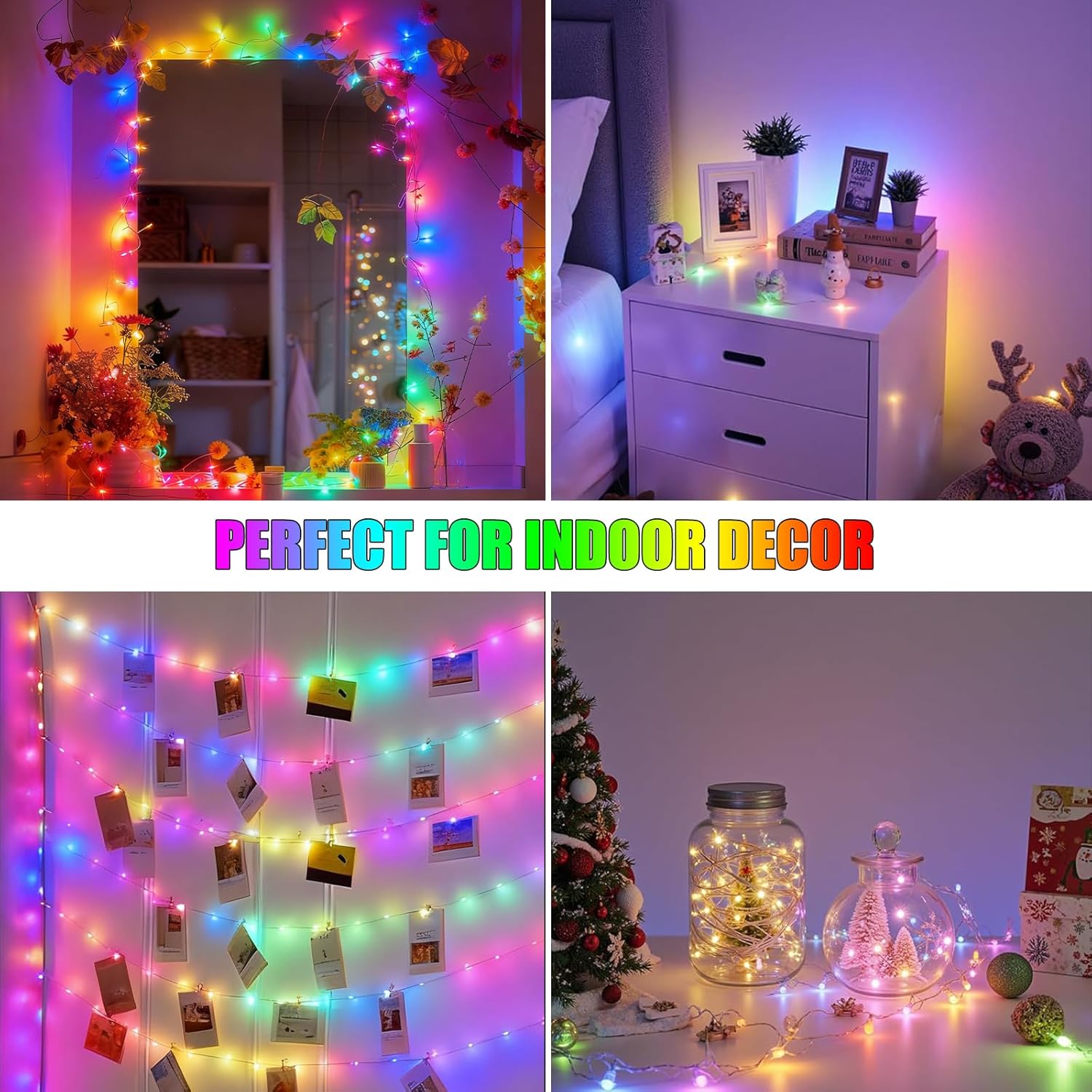 4 Pack Fairy Lights Battery Operated with Remote, 33FT 100LED Waterproof Twinkle String Lights with Timer & 8 Modes,for Indoor Outdoor Patio Garden Wedding Party Christmas Decor-Multicolor