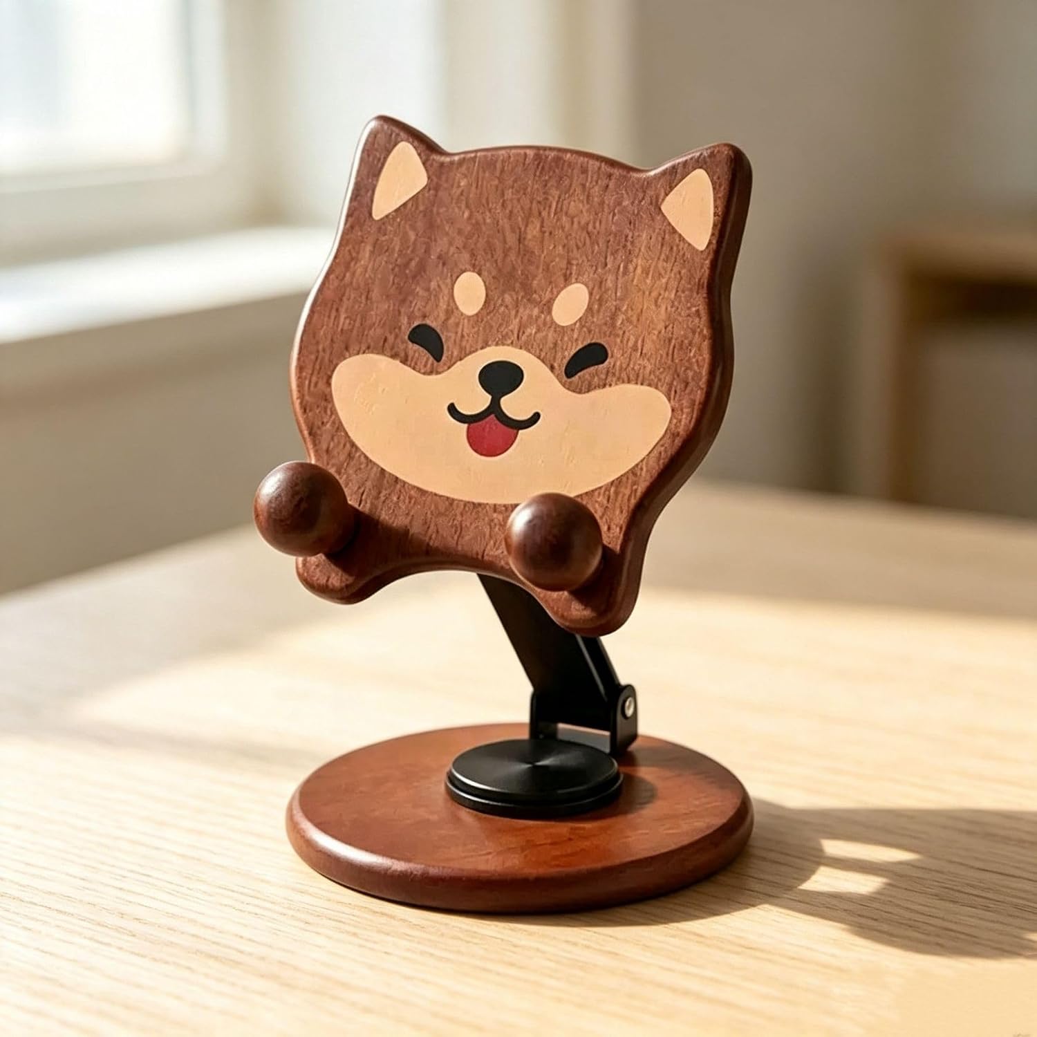 Creative Phone Stand Walnut Wood Desk Organizer for Tablet