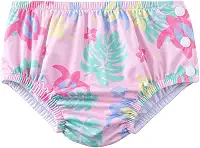 Acqua di Mare Biquini com Fralda de Piscina Reutilizável Bebê Menina 6 a 24 meses (Rosa Tartarugas, 18 meses)
