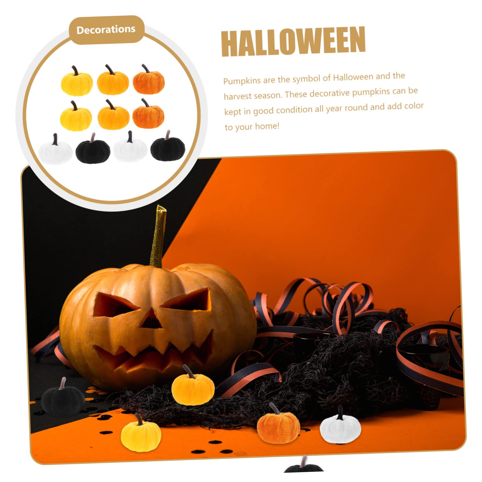Ciieeo 50 Pz Zucca Di Flanella zucca della festa del ringraziamento ornamenti per alberi autunnali halloween decorazioni decorazione halloween casa di simulazione realistica