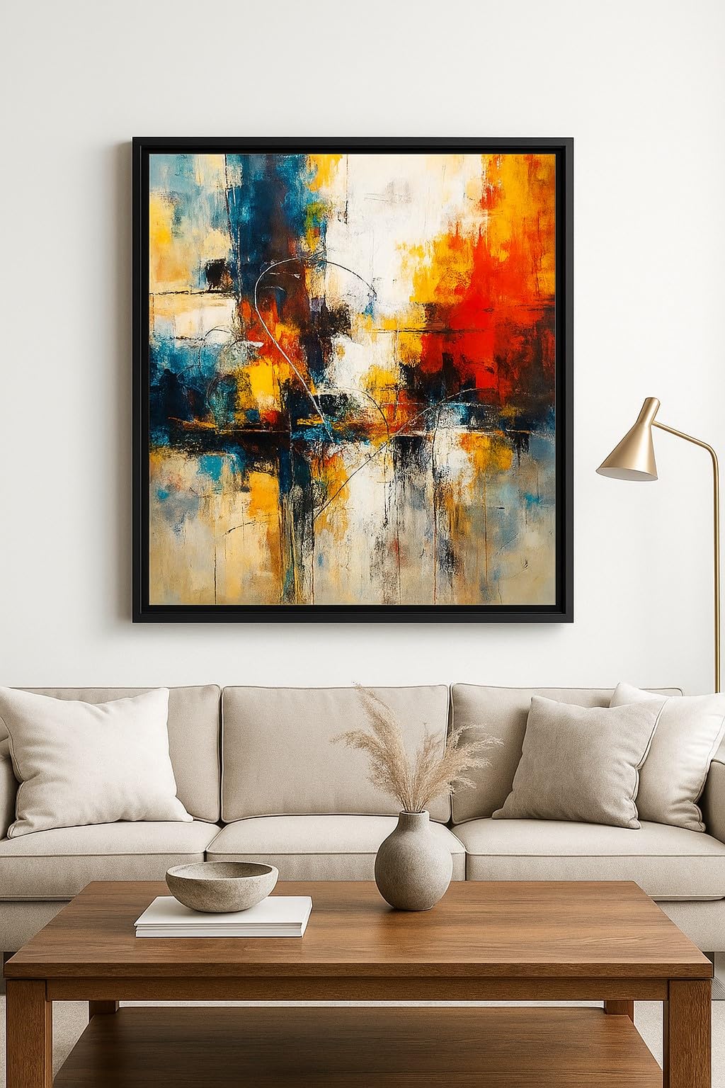 Schattenfugenrahmen schwarz für Leinwandbilder auf Keilrahmen|Größe: 75x100 cm| Rahmen ohne Glas und Rückwand