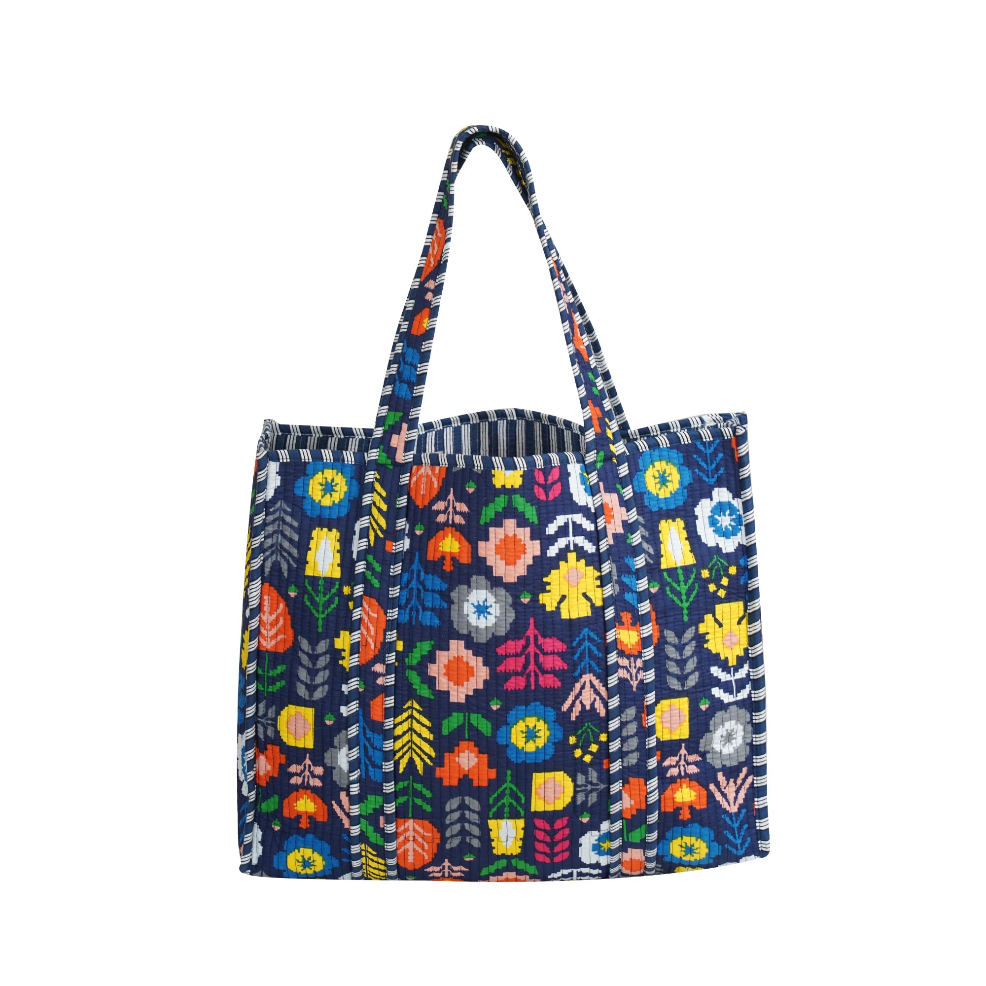 LKGSM RUGS Cotton Tiger Block Print Tote Bag, Indian Handmade Shopping Shoulder Bag, Unisex Market Daily Use, Dn 36, Standard