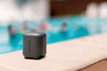 PHILIPS Audio Bluetooth Speaker S1505B/00 (Durable and IPX7 Waterproof, 8 Hours’ Playback Time, Passive Bass Radiator, 20-m Range, Incl. Lanyard) Black