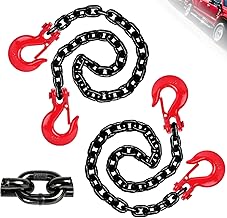 G80 Trailer Safety Chain 3.3FT, 2 Pack Grade 80 Tow Hooks with 4pcs 3/8" Clevis Snap Hook, 7,100 lbs Working Safe Load Heavy Duty Chain with G80 Clevis Safety Hook for Towing