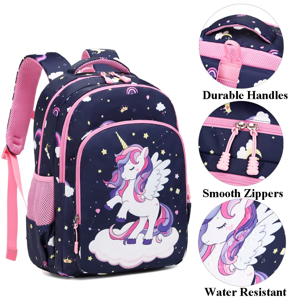 Kimwadalh Kinderucksack Einhorn Rucksack für Mädchen Schulrucksack Kinder Schultasche 3 in 1 Schultaschen Sets Mädchen Schulranzen Kinder Rucksack für Schule 1-3 Klasse