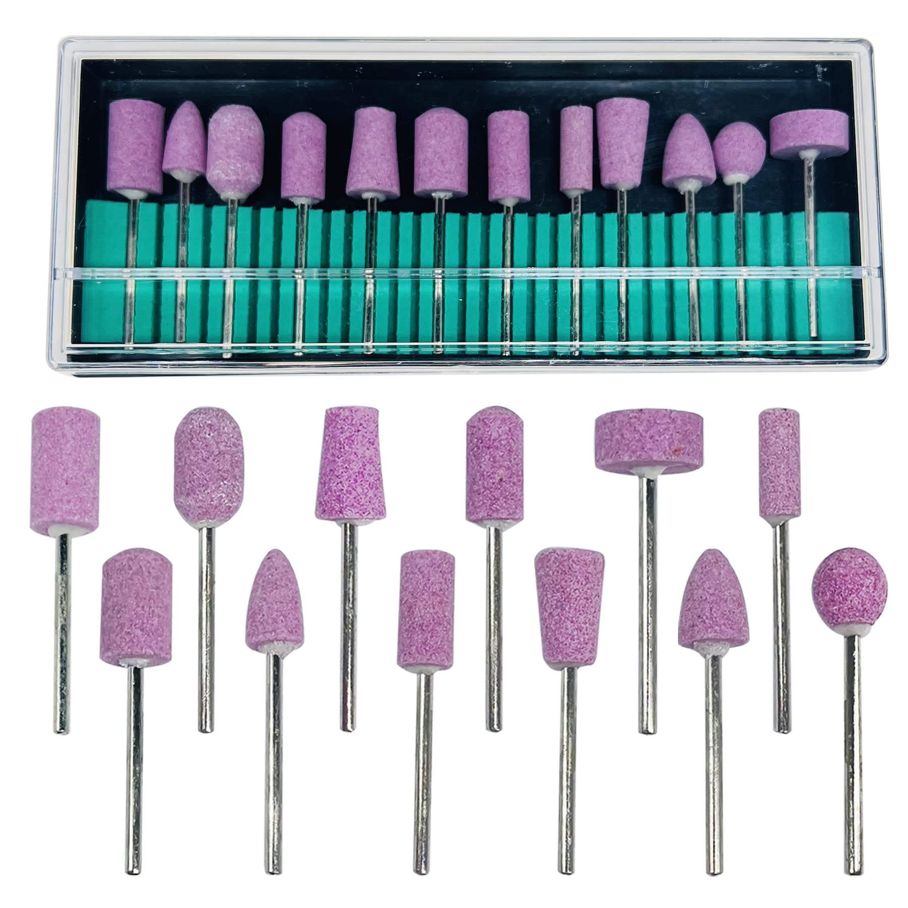 Woohome 12 Pz Punte Pietra Abrasiva Montate, Mola Abrasiva con Gambo Montato Su Pietra Set di Teste in Pietra Abrasiva con Punte per Trapani Rotativo per Molatura, Lucidatura