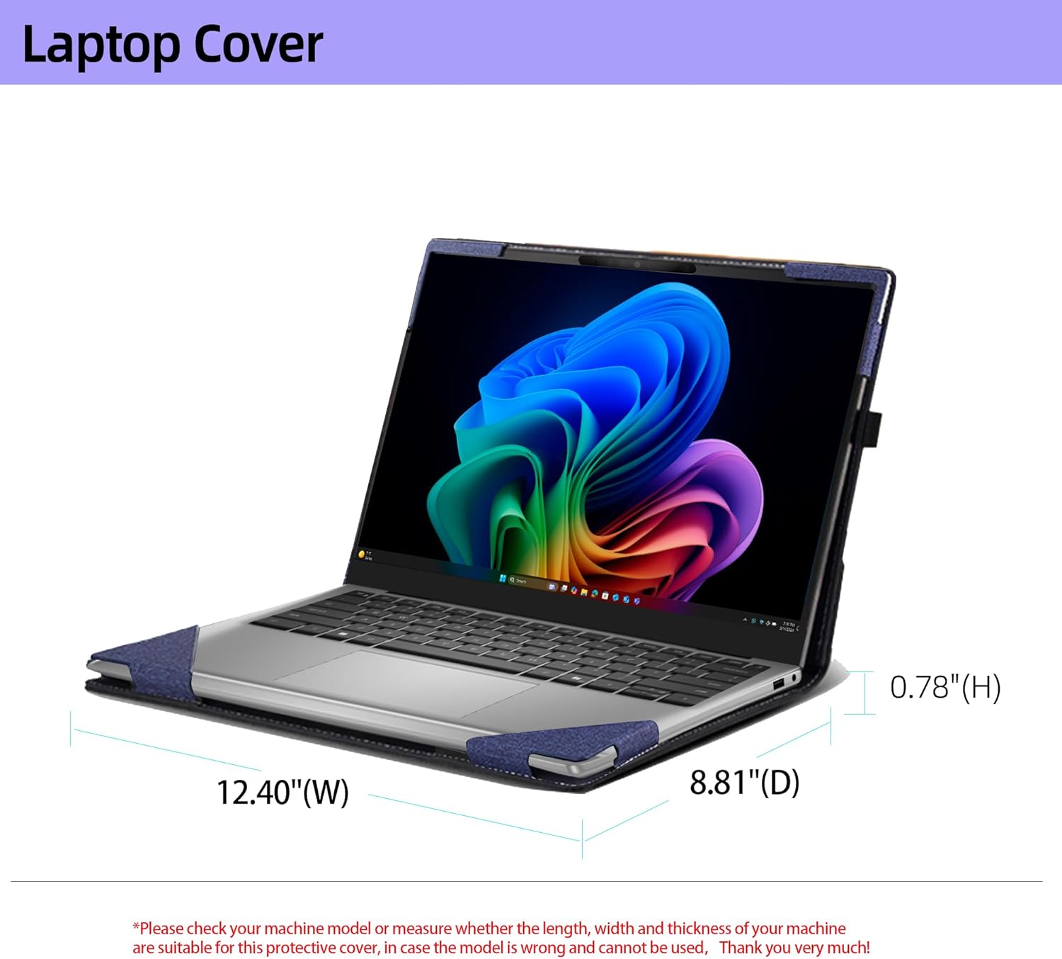 Laptop Case for Acer Swift 14 AI Copilot+ PC | 14.5" All Inclusive Drop Case PU Leather Inside Pocket Cover (Dark Blue)